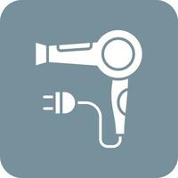 Hair Dryer Glyph Round Corner Background Icon vector