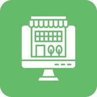 Online Store Glyph Round Corner Background Icon vector