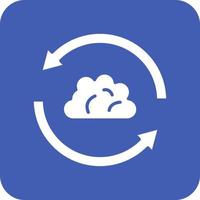 Cloud Sync Glyph Round Corner Background Icon vector