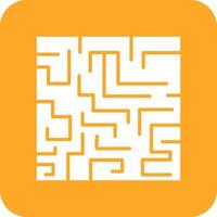 Maze Challenge Glyph Round Corner Background Icon vector