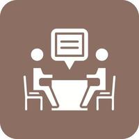 Interview Glyph Round Corner Background Icon vector