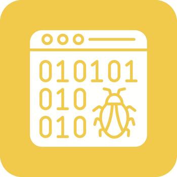 Hack Code Glyph Round Corner Background Icon vector