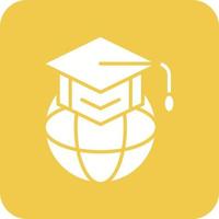 Global Education Glyph Round Corner Background Icon vector