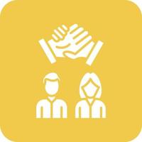 Team Collaboration Glyph Round Corner Background Icon vector