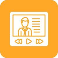 Video Lecture Glyph Round Corner Background Icon vector