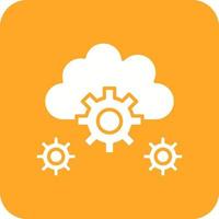 Cloud Setting Glyph Round Corner Background Icon vector
