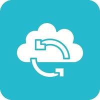 Cloud Sync Glyph Round Corner Background Icon vector
