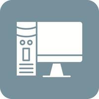 Workstation Glyph Round Corner Background Icon vector