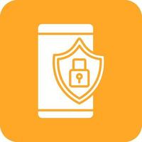 Mobile Security Glyph Round Corner Background Icon vector