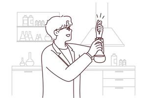 Male scientist make experiments in lab vector