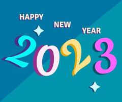 Cute New Year  2023 poster  with blue background vector