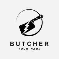 butcher logo vector with slogan template