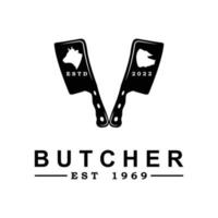 butcher logo vector with slogan template