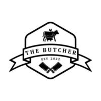 butcher logo vector with slogan template