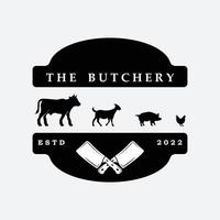 butcher logo vector with slogan template