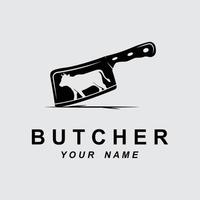 butcher logo vector with slogan template