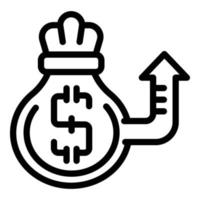 Money sack increase icon, outline style vector
