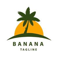 Flat Style Tree Banana Logo Design. vector