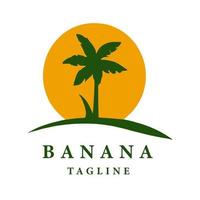 Flat Style Tree Banana Logo Design. vector
