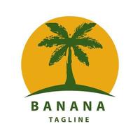 Flat Style Tree Banana Logo Design. vector