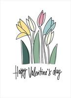 Happy Valentines Day greeting lettering with rainbow-colored heart in the back vector