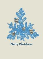 Merry Christmas greeting card, holiday illustration. Hand lettering, ornamental Christmas trees like gold vector