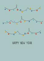 Happy New Year 2023 greeting card template. Stylish Scandinavian design with hand drawn  lettering vector