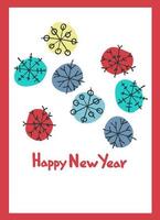 Happy New Year 2023 greeting card template. Stylish Scandinavian design with hand drawn  lettering vector