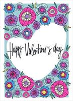 Happy Valentines Day greeting lettering with rainbow-colored heart in the back. vector