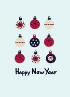 Happy New Year 2023 greeting card template. Stylish Scandinavian design with hand drawn  lettering vector