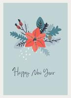 Happy New Year 2023 greeting card template. Stylish Scandinavian design with hand drawn  lettering vector