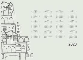 Calendar vector template for year 2023