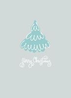 Merry Christmas greeting card, holiday illustration. Hand lettering, ornamental Christmas trees like gold vector