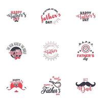 9 Black and Pink Happy Fathers Day Design Collection A set of twelve brown colored vintage style Fathers Day Designs on light background Editable Vector Design Elements