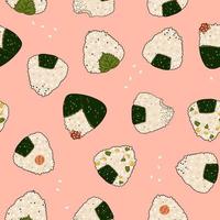 Rice ball onigiri seamless pattern.Vector graphics. vector