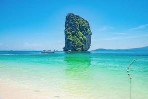 Beautiful idyllic seascape and white sand on koh poda island krabi city Thailand.Krabi - in southern Thailand is one of the most relaxing places on the planet. photo