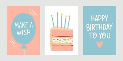 Set of birthday greeting cards design. Vector illustration eps 10