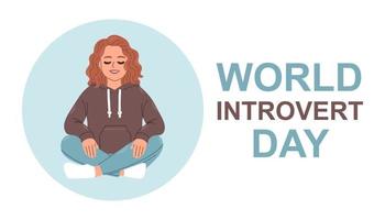 World Introvert Day. January 2. Holiday concept. Template for background, banner, card, poster. Vector EPS10