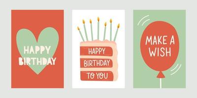 conjunto de diseño de tarjetas de felicitación de cumpleaños. ilustración vectorial eps 10 vector