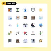 Set of 25 Vector Flat Colors on Grid for nature smart message internet plastic container Editable Vector Design Elements