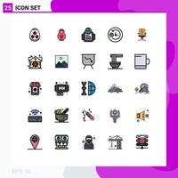 25 Universal Filled line Flat Colors Set for Web and Mobile Applications chair arm technology armchair day and night Editable Vector Design Elements