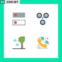 Set of 4 Modern UI Icons Symbols Signs for dns nature tools social helpdesk Editable Vector Design Elements