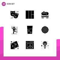 Modern Set of 9 Solid Glyphs and symbols such as food and oil manipulation human Editable Vector Design Elements