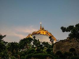 Golden mount in wat saket temple in loi krathong festival.loi krathong Temple fair in wat saket temple or Golden mount photo