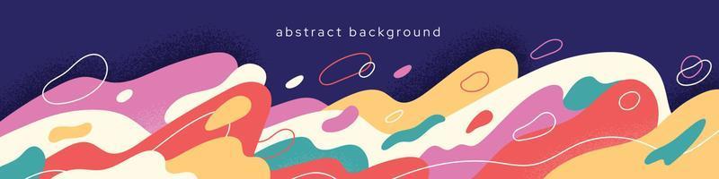 Vector background with fluid abstract doodle. Banner with splattered shapes, smooth,dynamic blob organic wave. Flat vector illustration