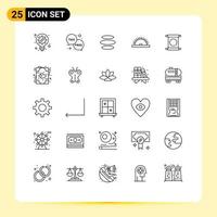 Editable Vector Line Pack of 25 Simple Lines of scroll tool tax saw crypto currency Editable Vector Design Elements