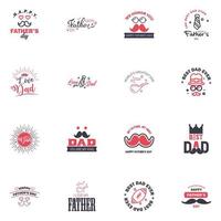 Set of Happy Fathers day elements 16 Black and Pink Vector illustration Editable Vector Design Elements