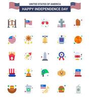 25 Creative USA Icons Modern Independence Signs and 4th July Symbols of ice cream cream beer cold cross Editable USA Day Vector Design Elements