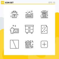 Set of 9 Modern UI Icons Symbols Signs for furniture decor agriculture speech education Editable Vector Design Elements