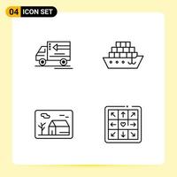 4 Creative Icons for Modern website design and responsive mobile apps 4 Outline Symbols Signs on White Background 4 Icon Pack vector